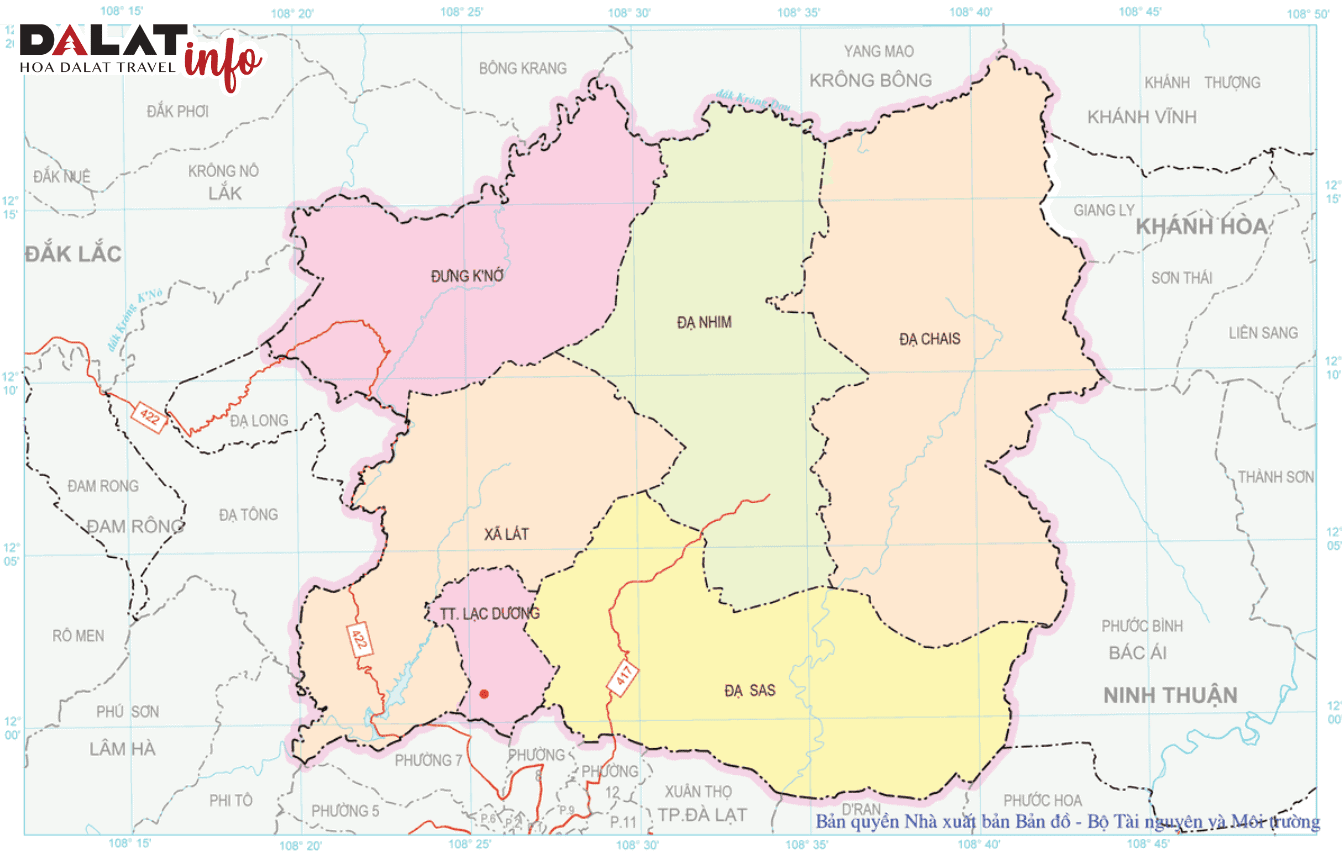 Vị trí địa lý huyện Lạc Dương