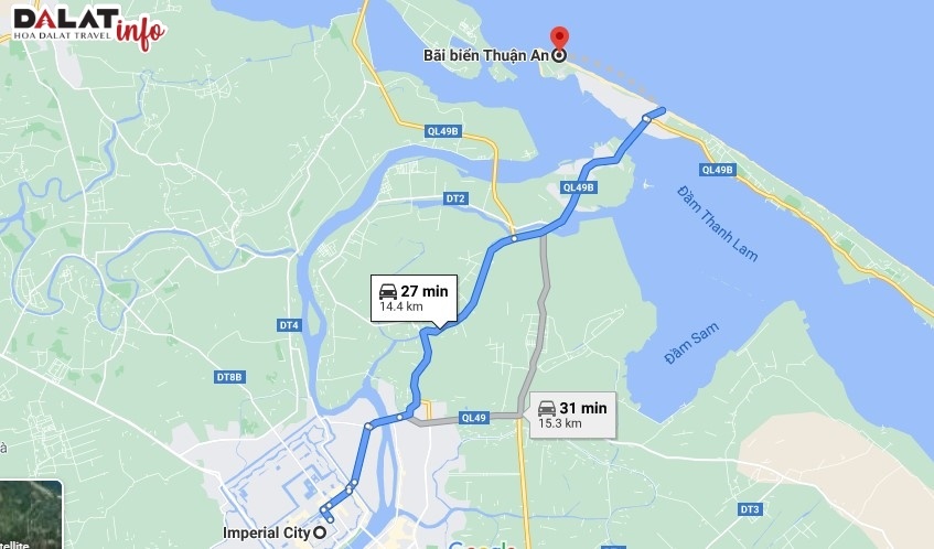 Hướng dẫn đến biển Thuận An